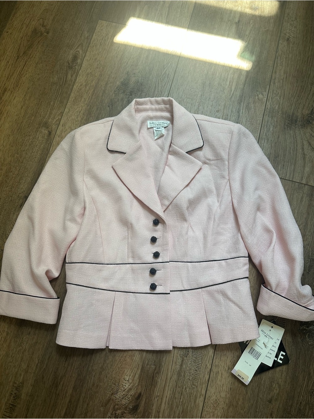 NWT! Vintage Miss Dorby Petite Blazer, Soft Pink, Tweed, Washable, 6 Petite